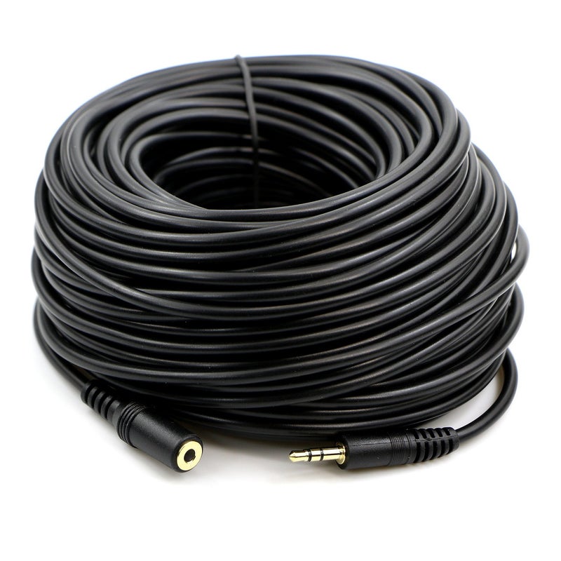 PASOW 3.5mm Stereo Male to Female Extension Audio Cable Cord (100 Feet) - Image 1